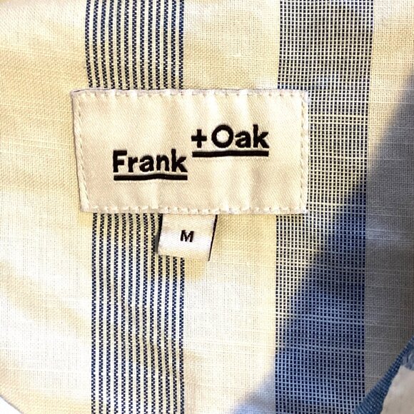 Frank & Oak Men's Button Down Short Sleeve Shirt Cotton Size M Stripes Classic - Picture 7 of 10